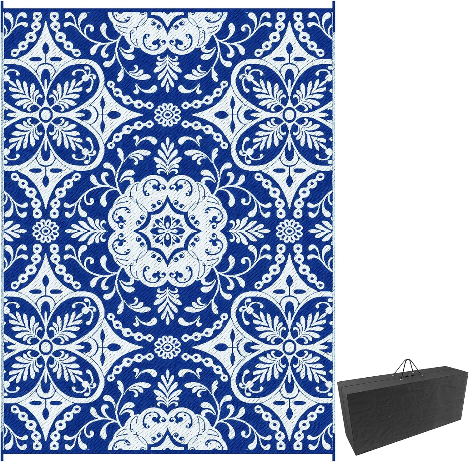 Reversible Outdoor Rug Carpet for Camping and Picnics, 9ft x 12ft