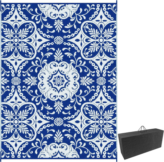 Reversible Outdoor Rug Carpet for Camping and Picnics, 9ft x 12ft