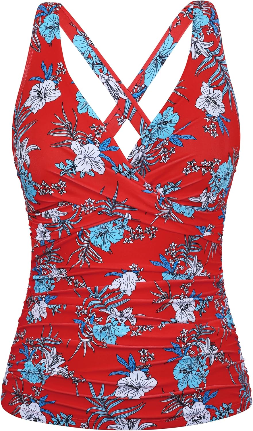 Hilor Women's Underwire Tankini Top for Tummy Control Swimwear