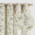 Lazzzy Linen Farmhouse Curtains Green Floral 63 Inch Drapes