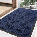 Front Door Mat 36x24 in Navy Blue - Heavy Duty Rubber Welcome