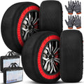 Automotive Snow Socks 4 Pack for Tires - Easy Install Winter Traction