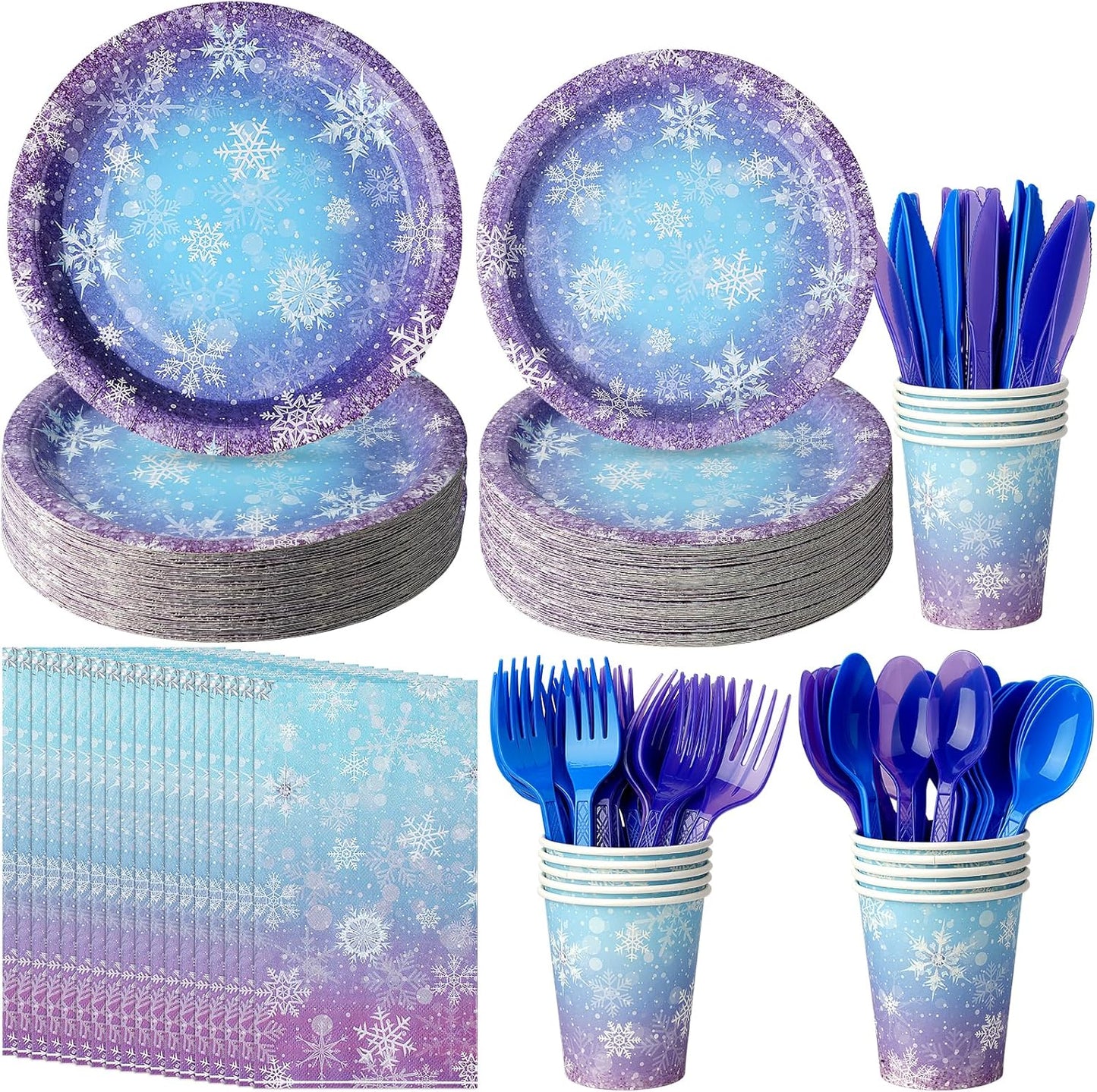 Winter Snowflake Paper Plates and Napkins Set by Zachely