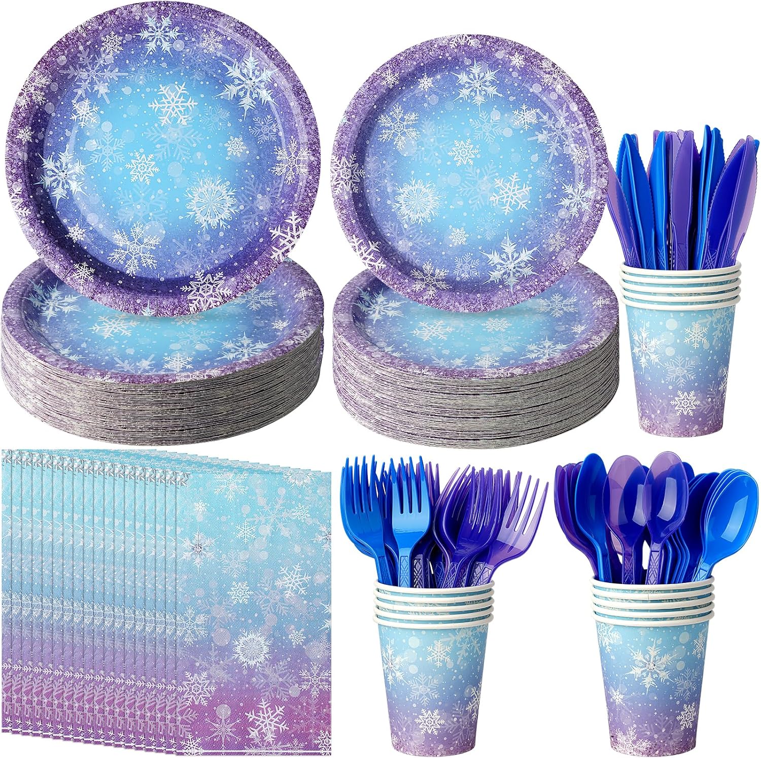 Winter Snowflake Paper Plates and Napkins Set by Zachely