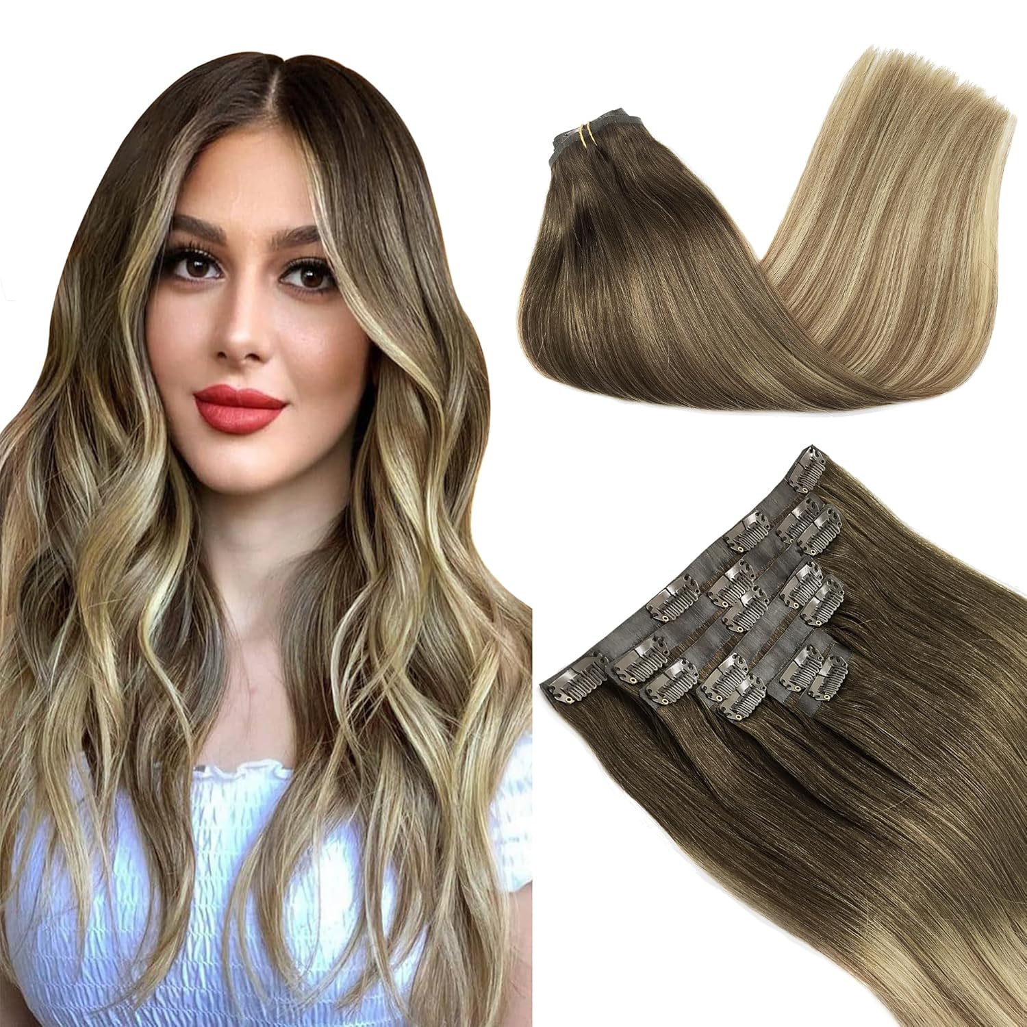 Clip in Hair Extensions Real Human Hair for Luxurious Style