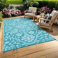 8x10 Waterproof Outdoor Rug Blue White - Reversible Vintage Medallion