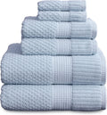 NY Loft 100% Cotton Towel Set 6 Piece Chambray Blue - Quick-Dry