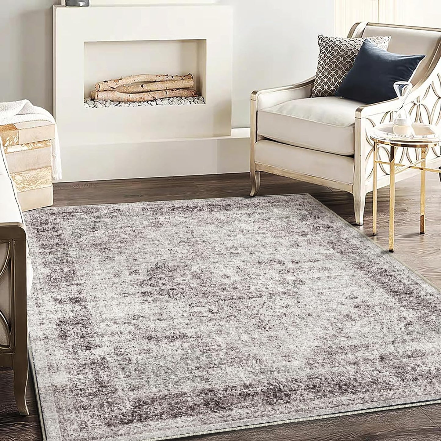 5ftx7ft Vintage Floral Area Rug for Living Room and Bedroom