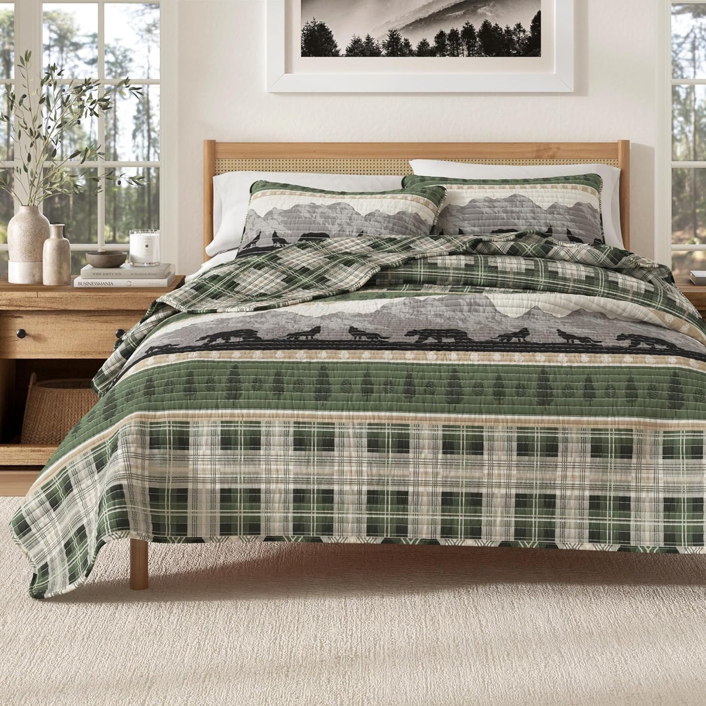 Great Bay Home 3-Piece Reversible Rustic Lodge Quilt Set
