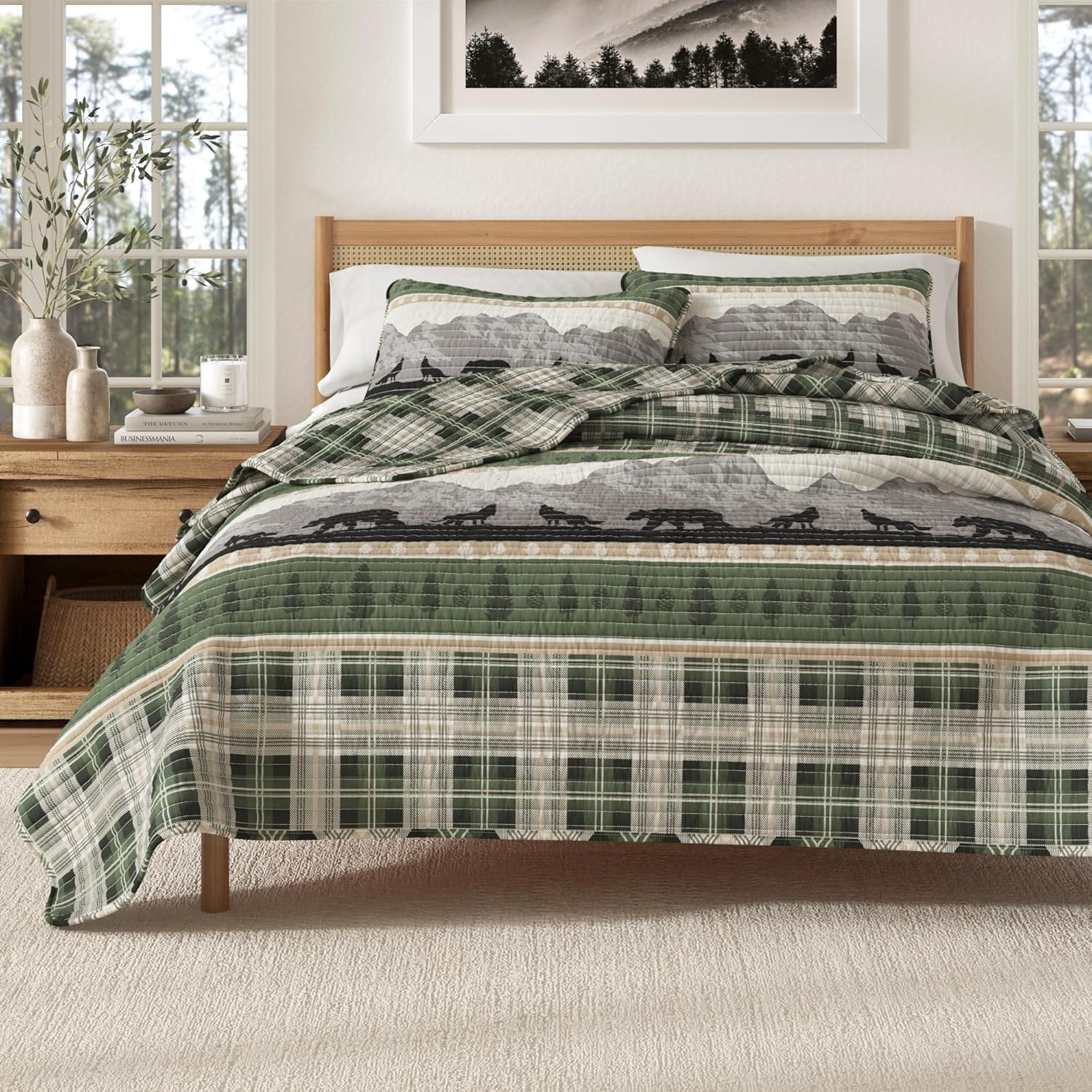 Great Bay Home 2-Piece Reversible Rustic Lodge Quilt Set
