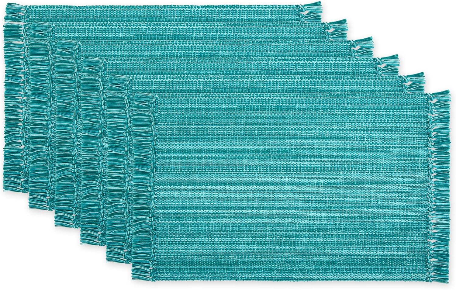DII Variegated Tabletop Collection 6 Piece Placemat Set in Teal
