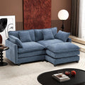 77in L Shaped Cloud Sofa in Blue - Deep Seat Modular Sectional