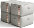 Large Canvas Comforter Storage Bags Closet Organizer - 4 Pack Grey