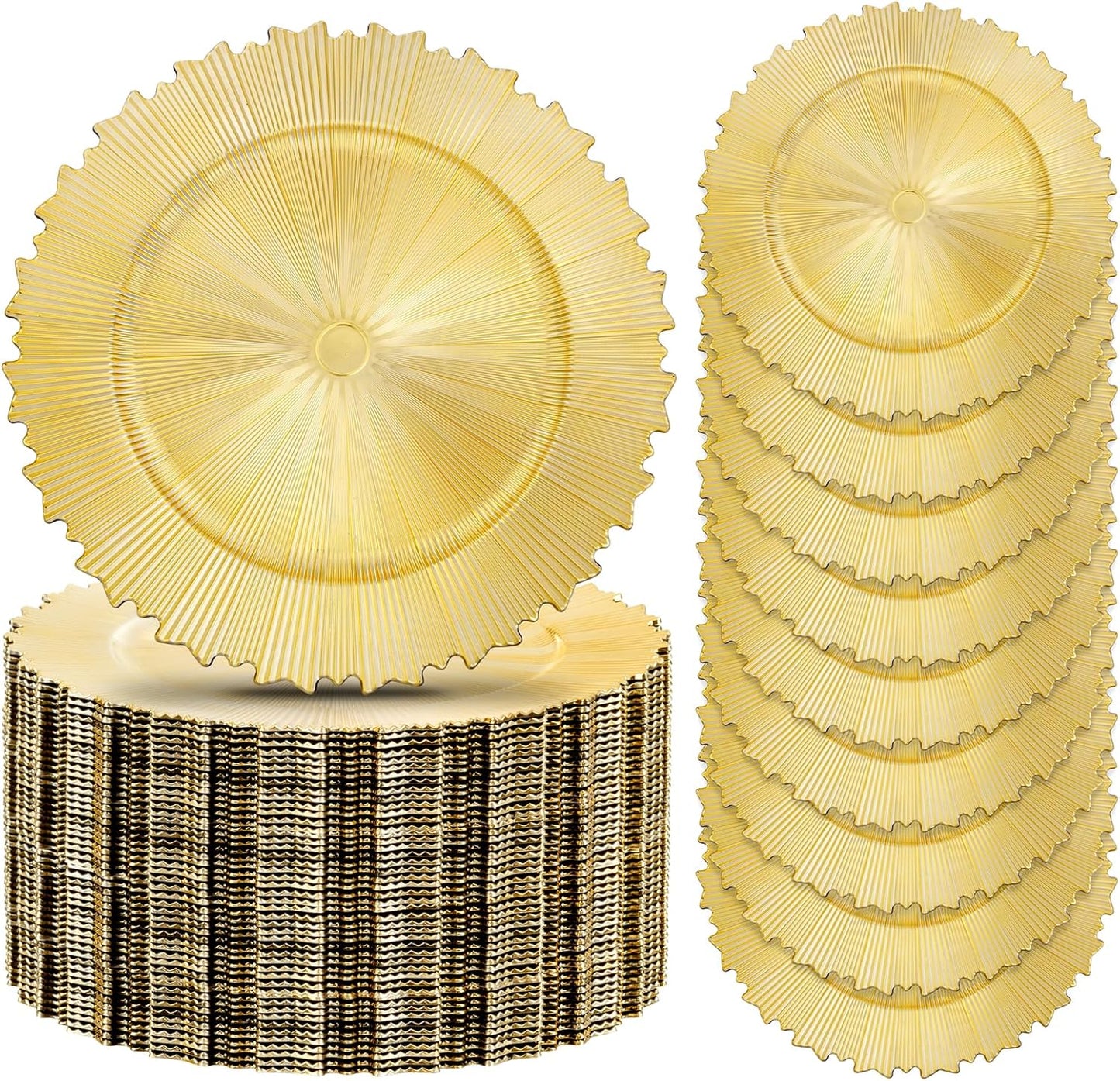 Elegant 20pcs Gold Charger Plates for Dinner Parties and Events