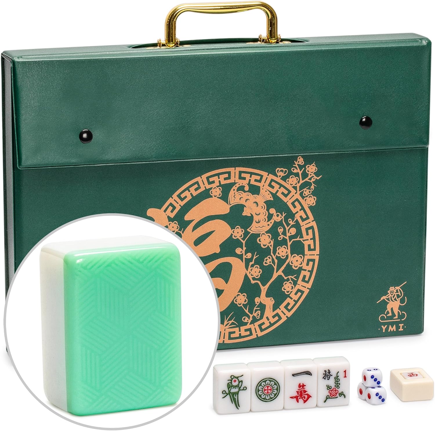 Emerald Weave Chinese Mahjong Set with 146 Large Tiles