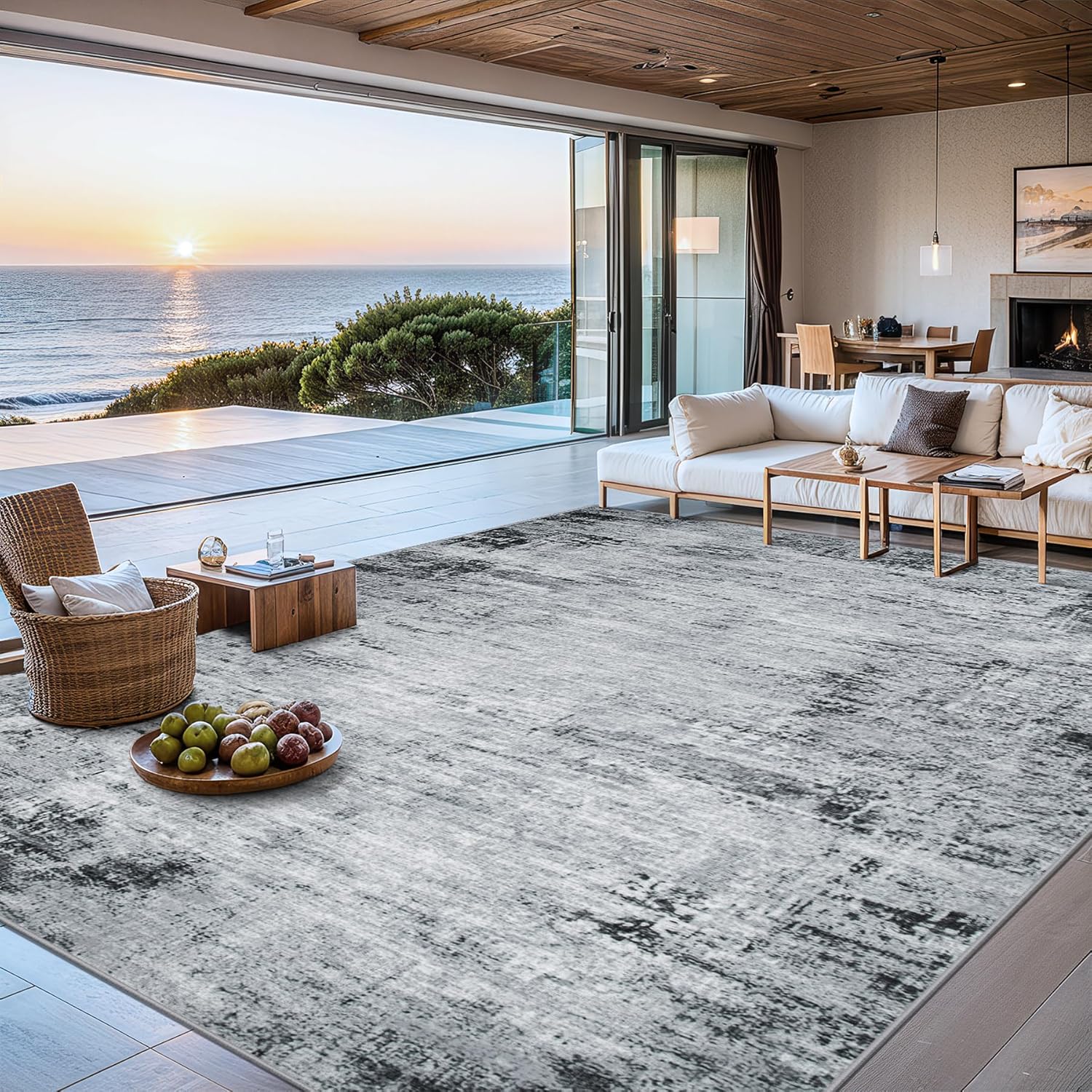 8x10 Area Rugs for Living Room - Modern Abstract Soft Carpet