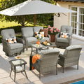 ovios 7 Pieces Patio Furniture Set with Swivel Chairs and Table