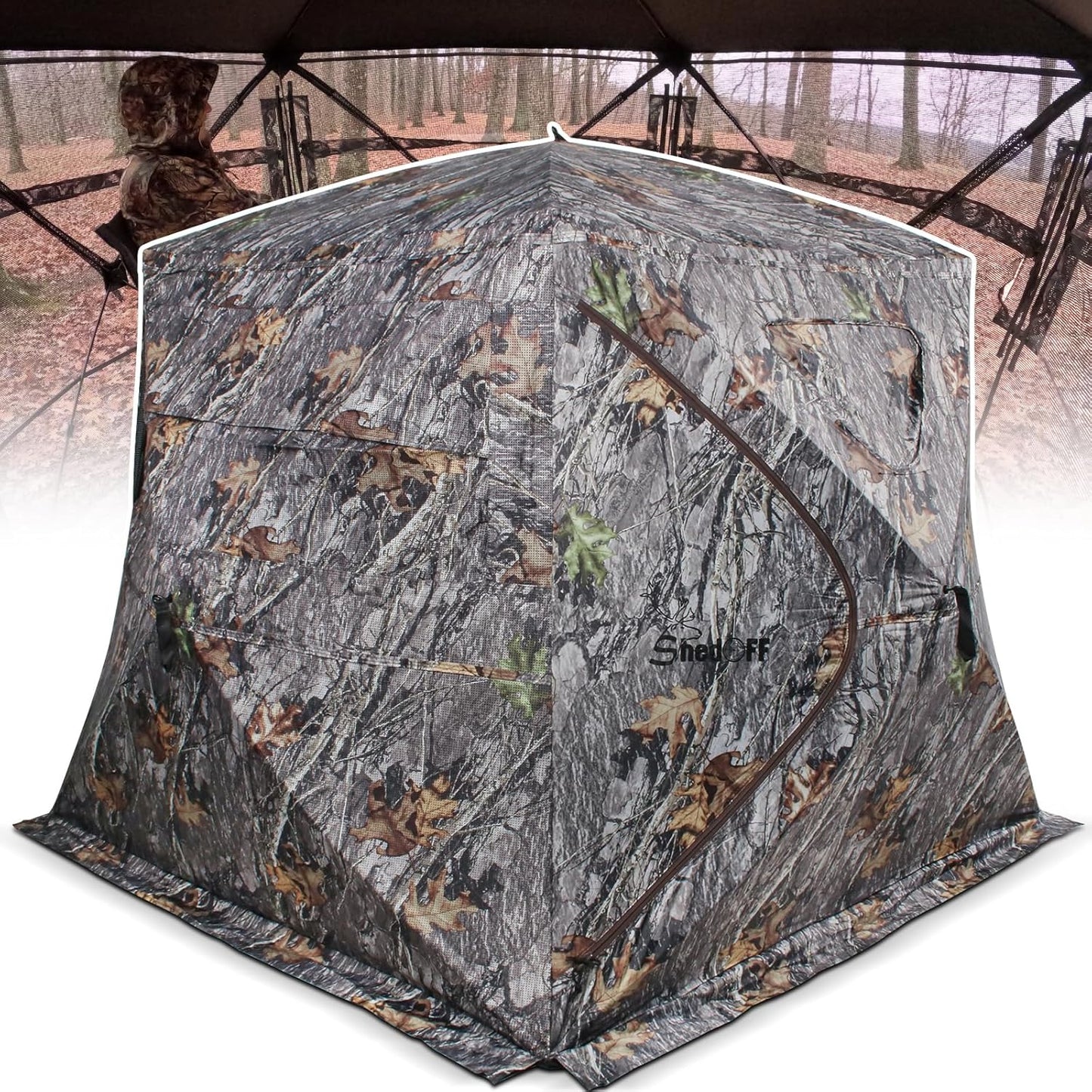 Wide Bottom Hunting Blind for 3/4 Person with Portable Chair