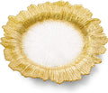 Glass Charger Plates Set of 4 Flower Shape with Gold Outer - Elegant