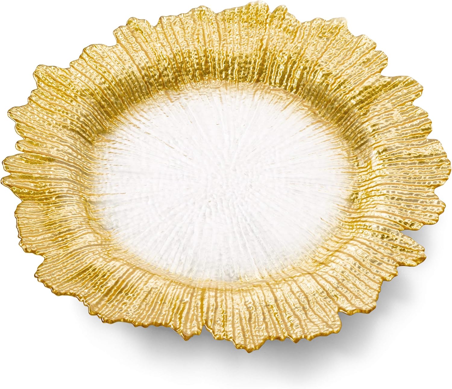 Elegant Gold Flower Glass Chargers x4 - Classic Touch
