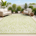 Boho Medallion Indoor Outdoor Area Rug 8x10 - Green/Cream Patio Rug