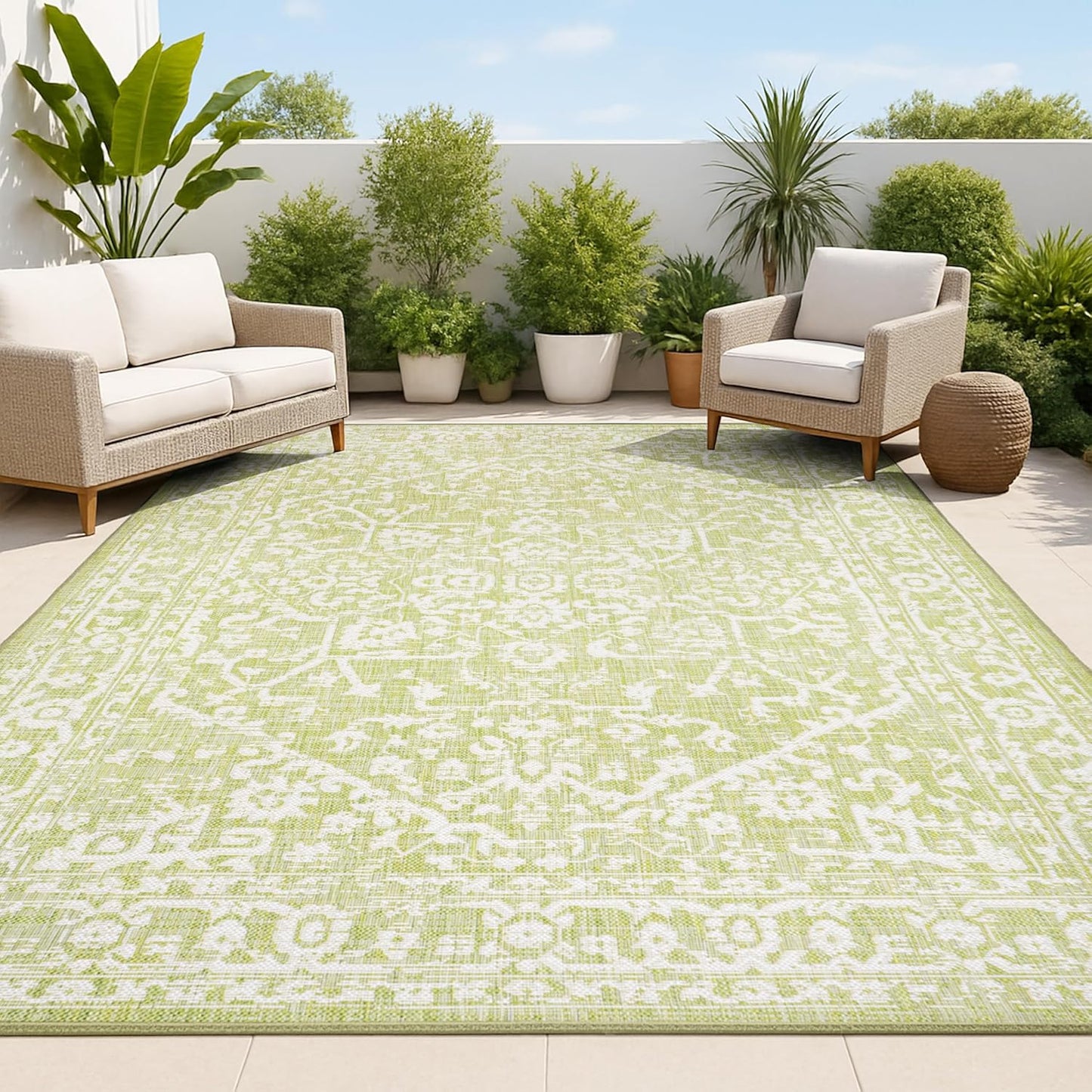 Boho Medallion Indoor Outdoor Area Rug 8X10 for High Traffic