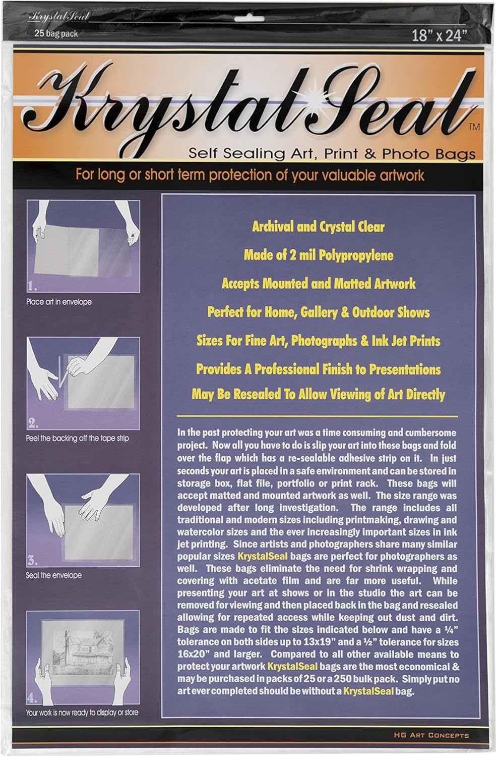 Krystal Seal Archival Art and Photo Bags 25-Pack for Preservation