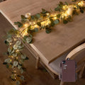 Lighted Artificial Eucalyptus Garland 6FT 96 LED - Soft Warm White