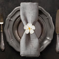 White Gold Napkin Rings Set of 12 - Floral Table Decor