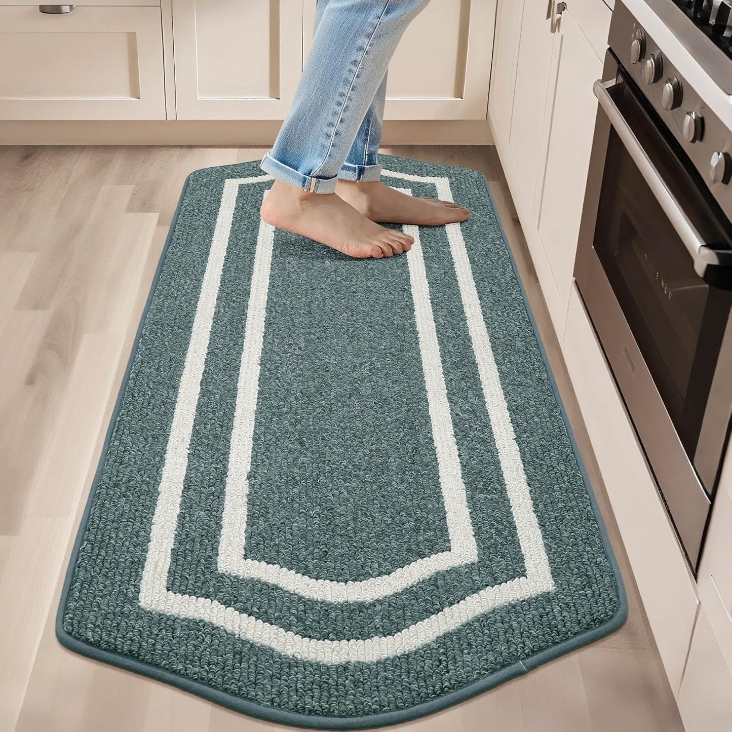 COSY HOMEER Kitchen Rugs Non Slip Mats for Floor 24x59 in Lake Blue