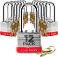 Keyed Alike 12 Padlocks with 2in Long Shackle - Single Key Convenience