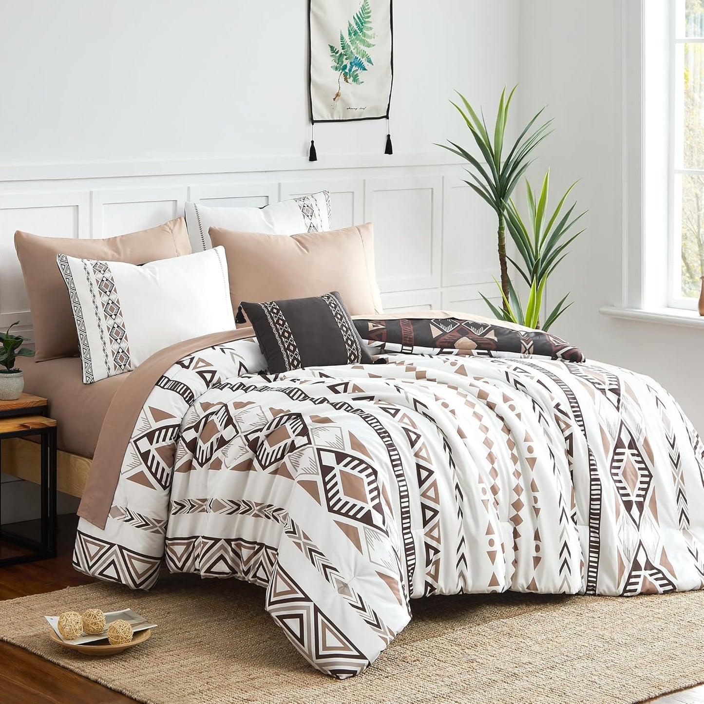 Oversized Queen Comforter Set - 7 Pieces Reversible Bedding