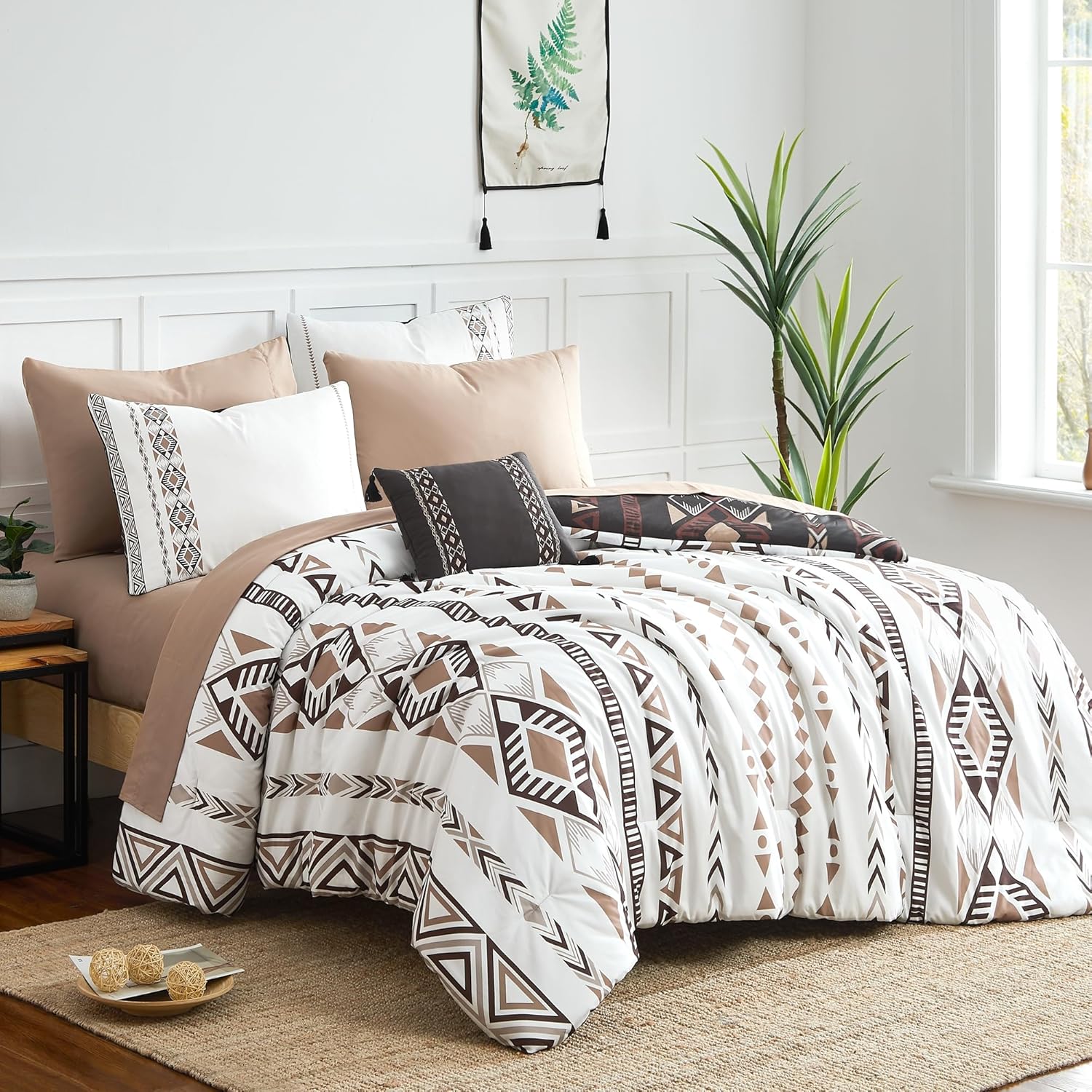 Oversized Queen Comforter Set - 7 Pieces Reversible Bedding