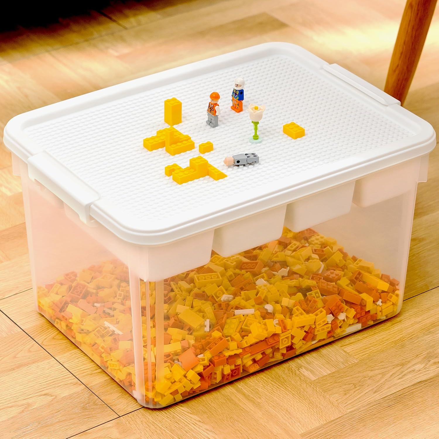 Citylife 32 QT Stackable Toy Storage with Building Baseplate Lid