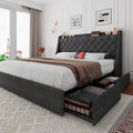 Queen Storage Bed Frame Dark Gray with USB Type-C Ports