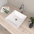 White Vessel Sink 16 x 16 in Square Ceramic Bathroom Sink - Modern