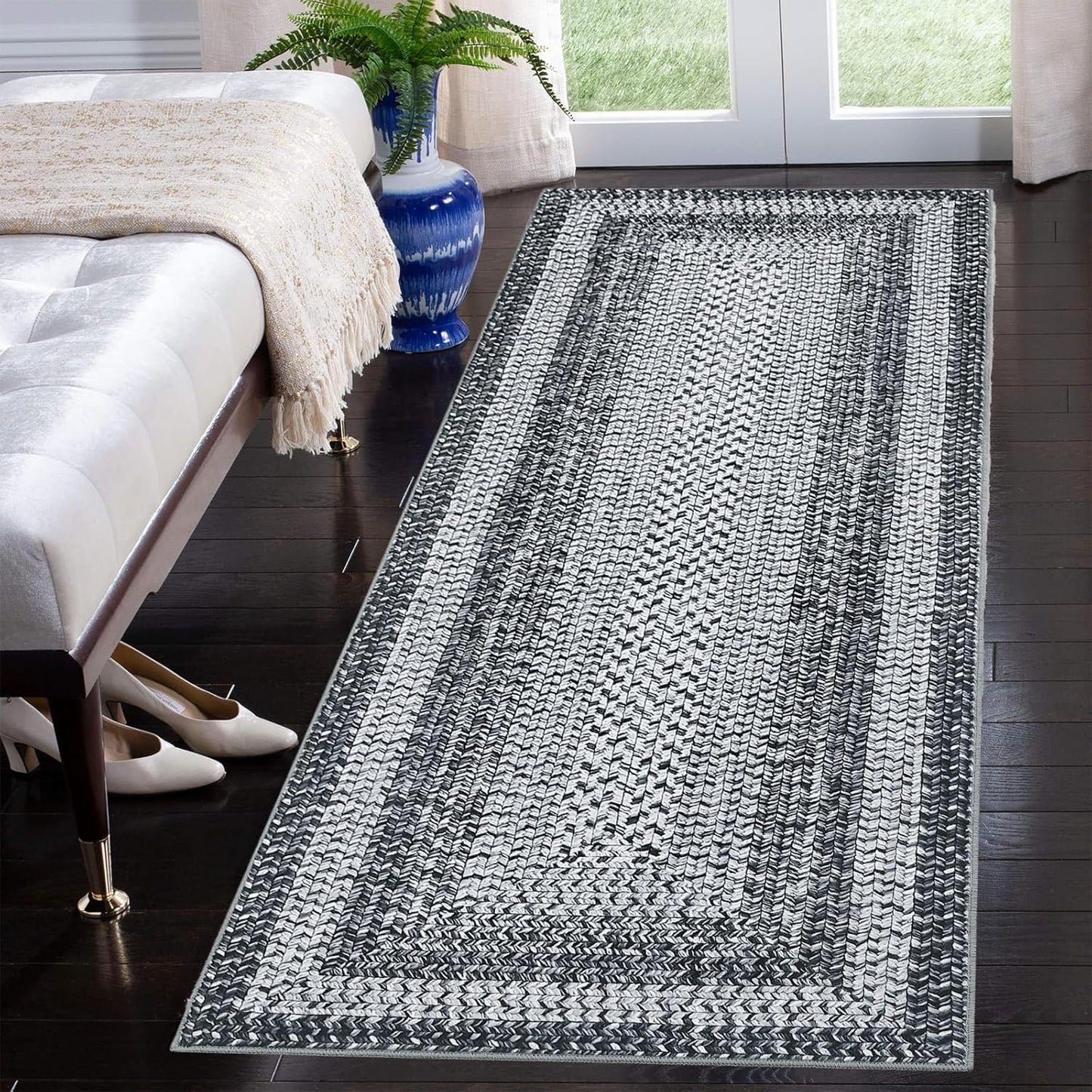 Runner Rug for Hallway Kitchen 2x10, Non Slip Stain Resistant