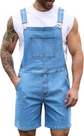 Bindefon Denim Overalls for Men Jean Shorts Jumpsuit - Breathable Work