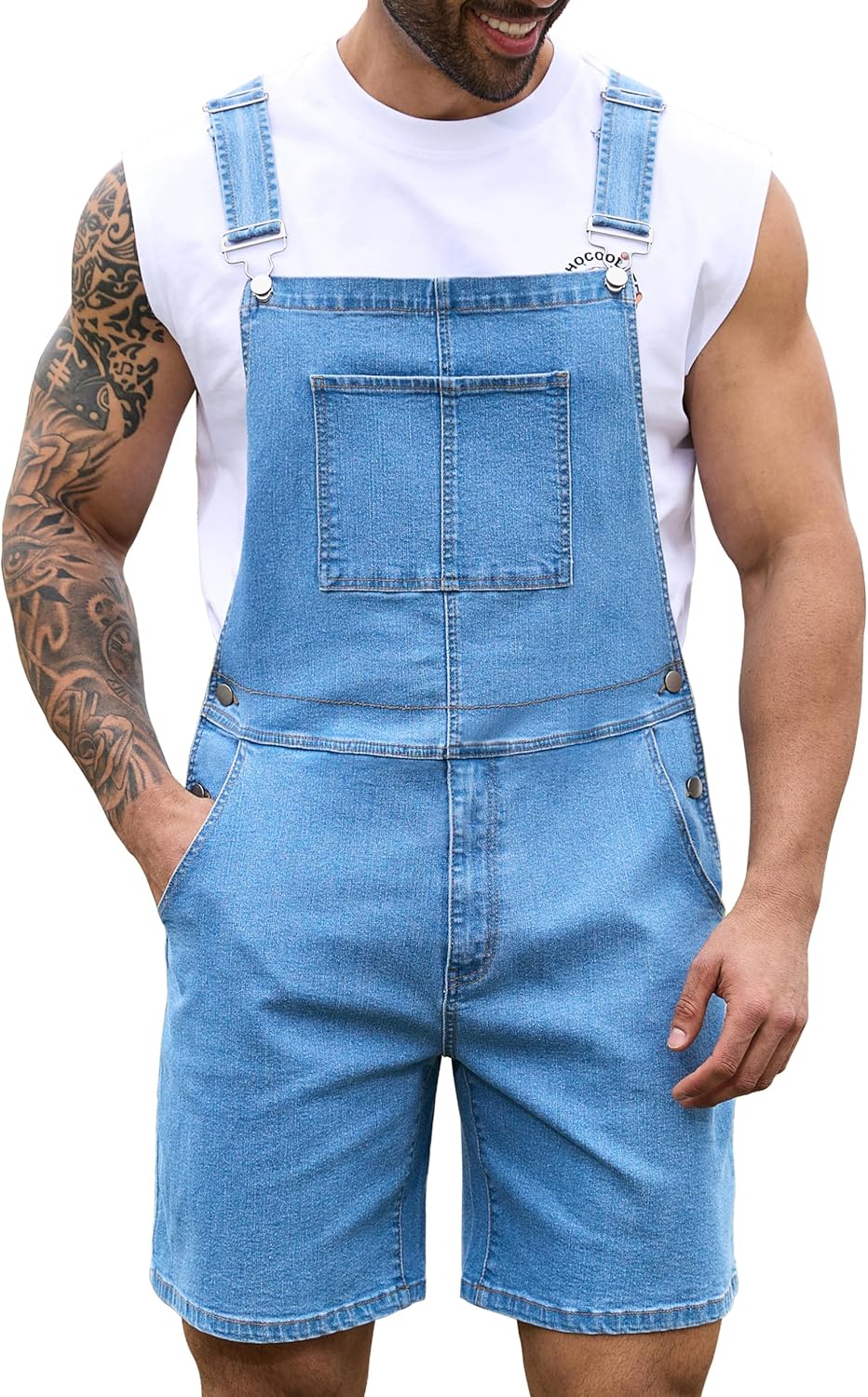 Bindefon Denim Overalls for Men - Comfortable Blue Bibs