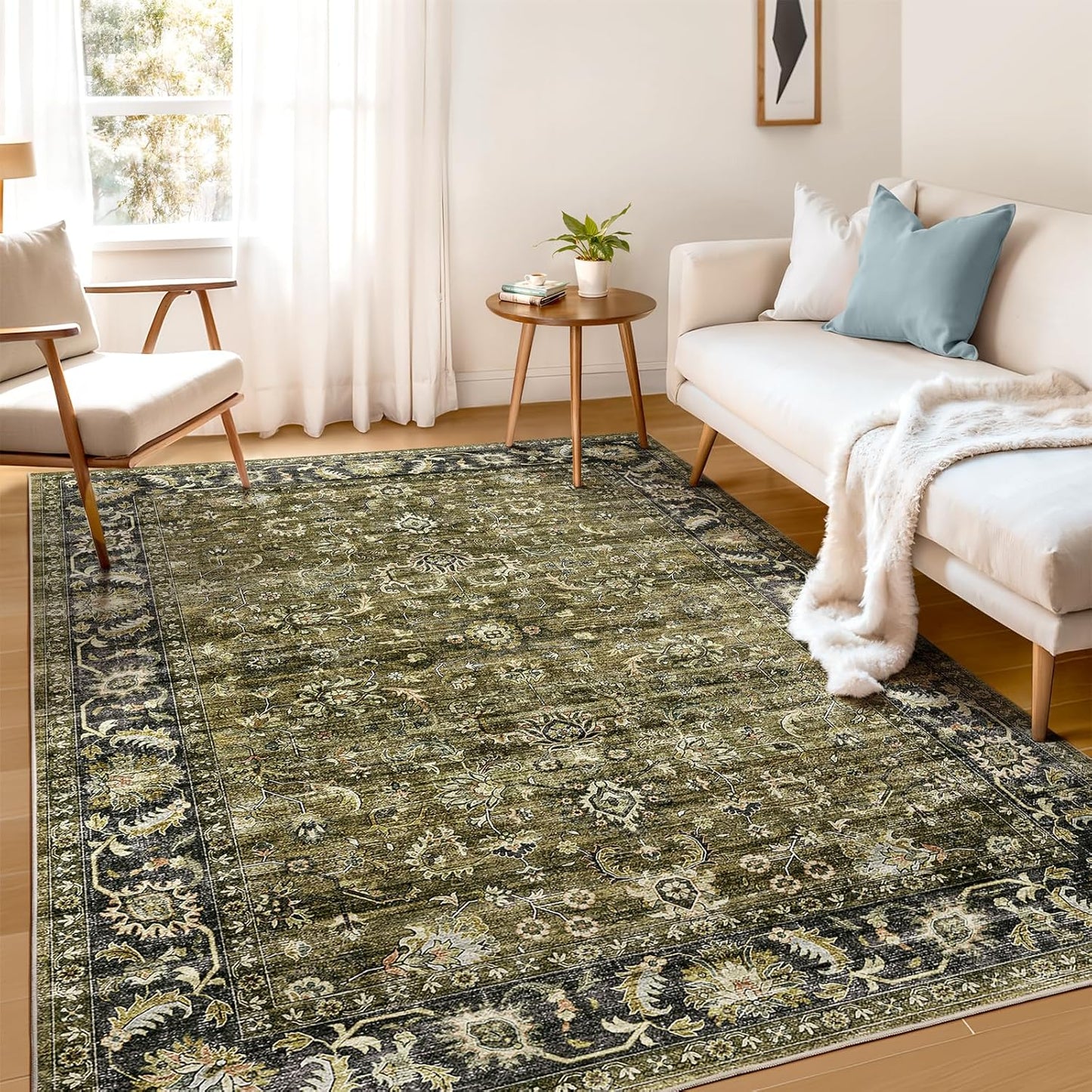 WITSHOCK 5x8 Area Rugs for Living Room - Vintage Non Slip Carpet