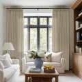 Flax Linen Curtains 108 in Pinch Pleat Panels - Soft Light & Privacy