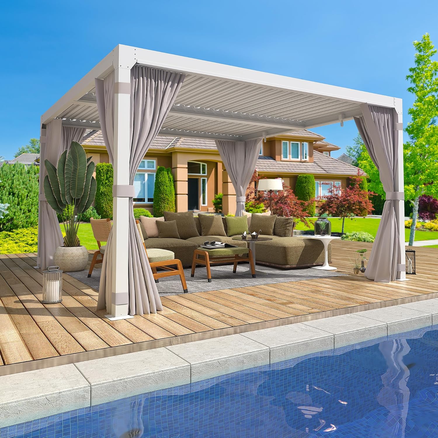 MELLCOM Louvered Pergola - Adjustable Roof for Outdoor Spaces