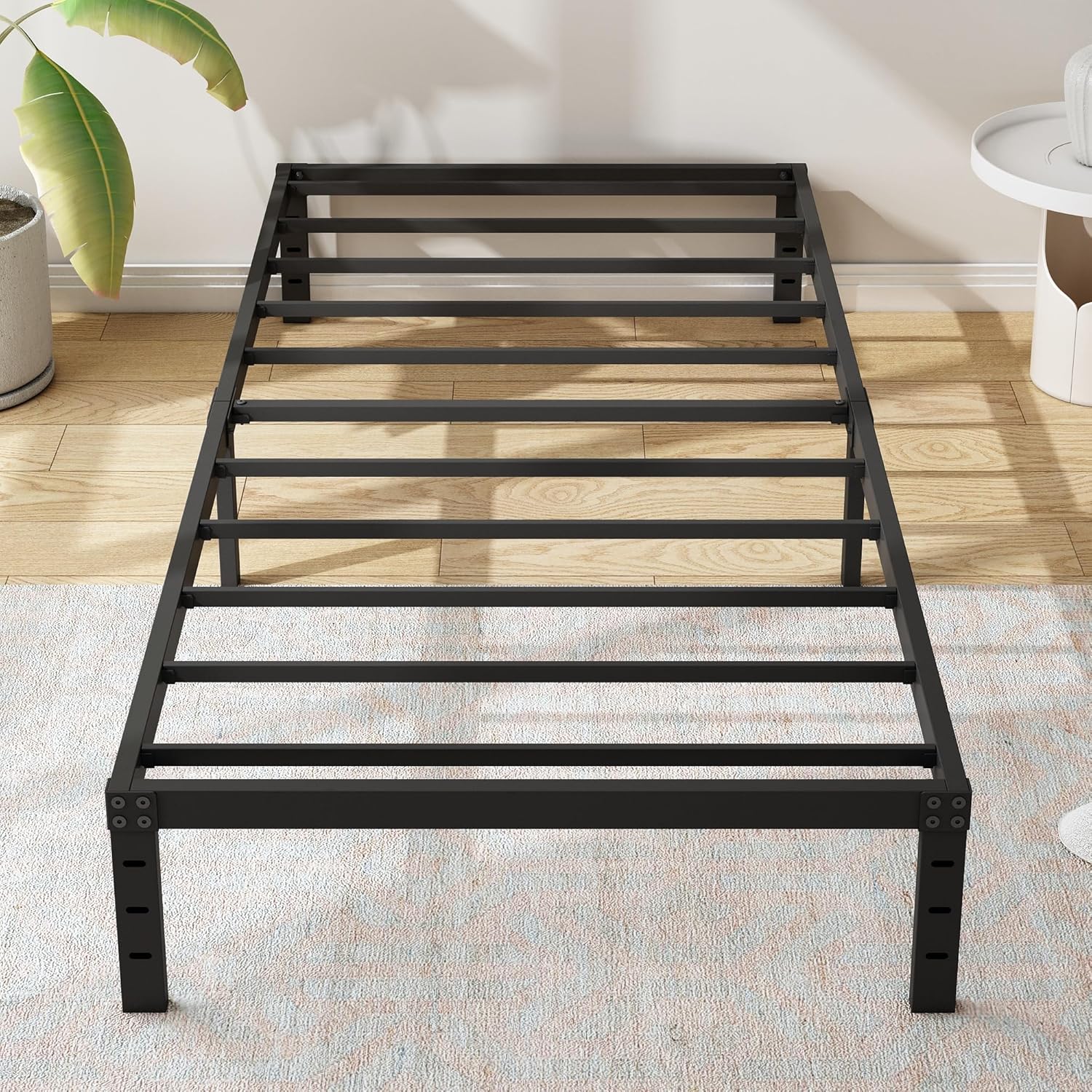 Heavy Duty 12 Inch Twin Bed Frame with Easy Assembly and Storage