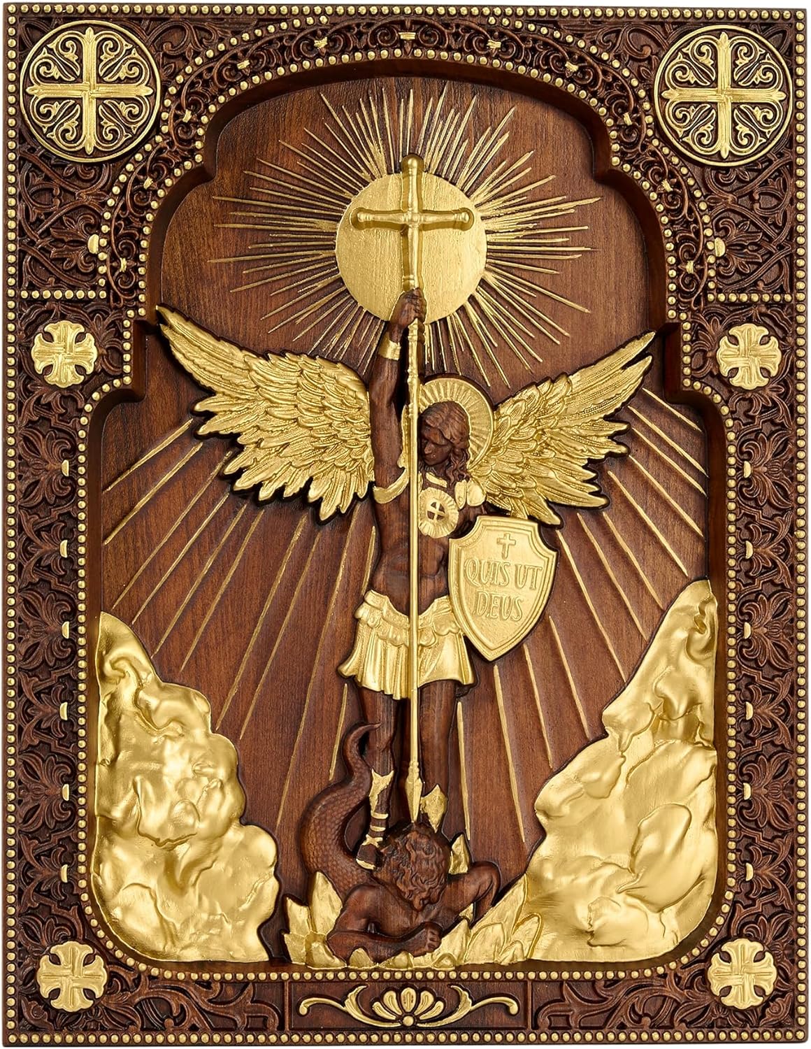 Archangel Michael Wall Decor Handmade Wooden Art for Home