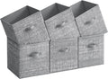 13-in Fabric Storage Cubes Set of 6 - Cattail Gray Closet Organizers