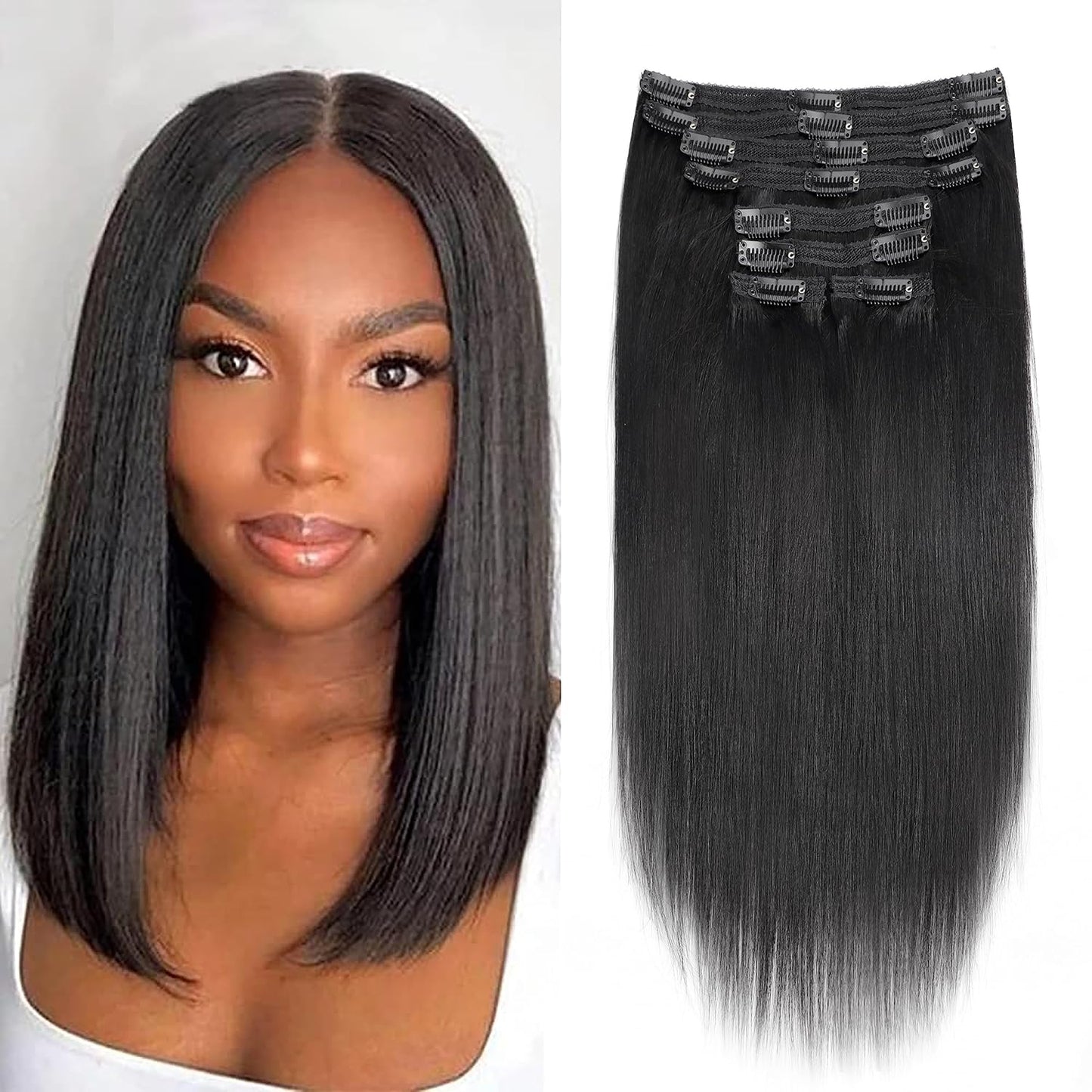 Yaki-Straight Clip in Hair Extensions for Stunning Styles