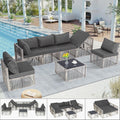 7 Pieces Outdoor Patio Furniture Set Wicker Sectional - Modular