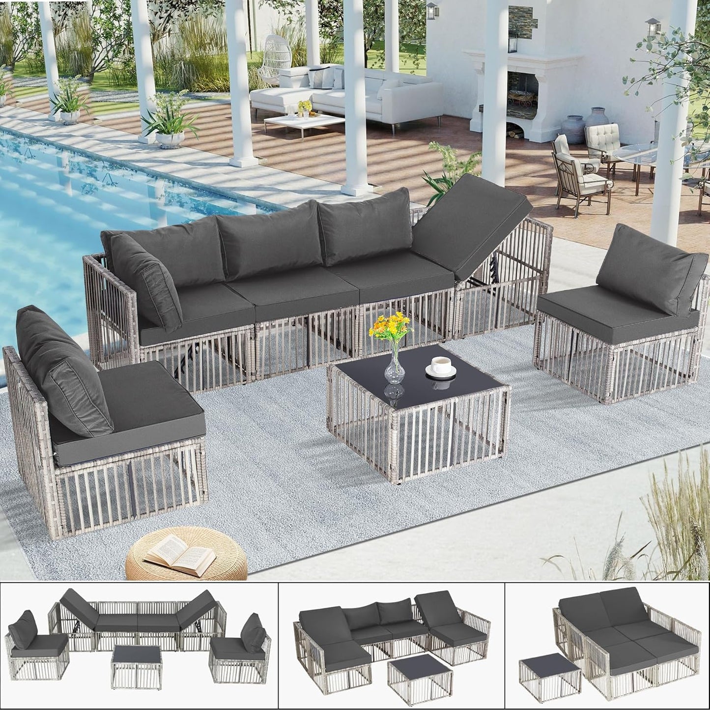 7 Pieces Outdoor Patio Furniture Set for Comfort and Style