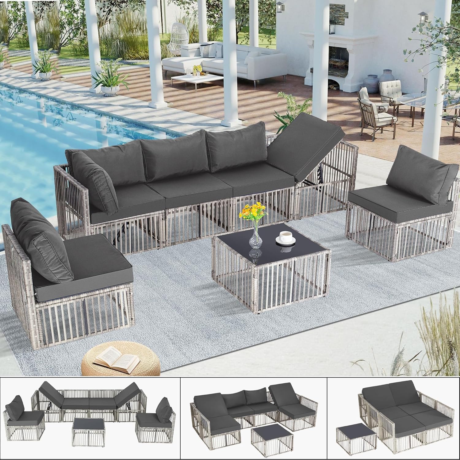 7 Pieces Outdoor Patio Furniture Set for Comfort and Style
