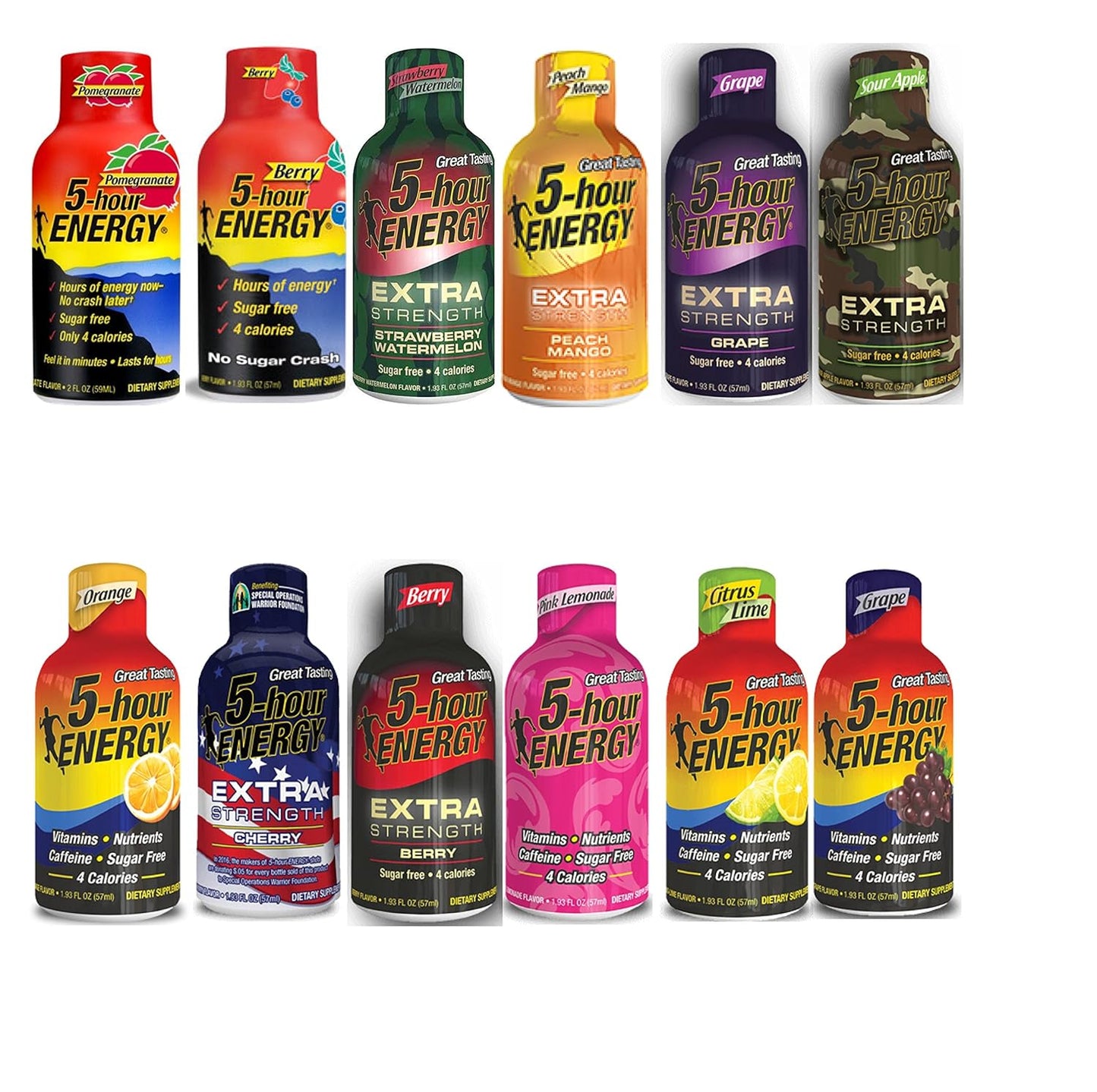5 Hour Energy Shots Variety Pack - Regular & Extra Strength